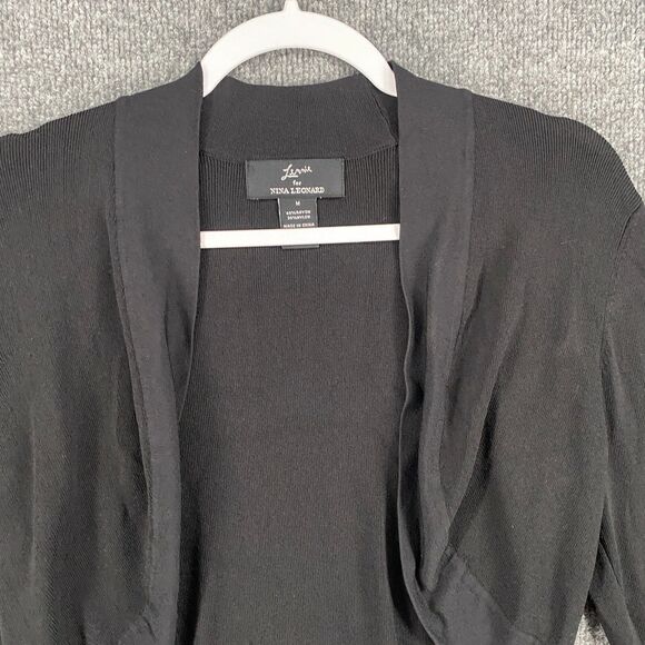 Lemmie Nina Leonard Cardigan Womens M Black Cropped Open Front Evening Formal - Picture 2 of 7